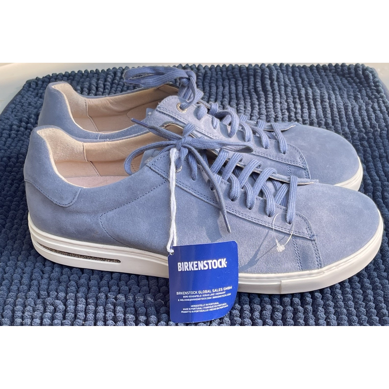 Birkenstock Bend Low Sneakers Men Size Us 11 Eu/ 44 Blue Suede Shoes Casual New